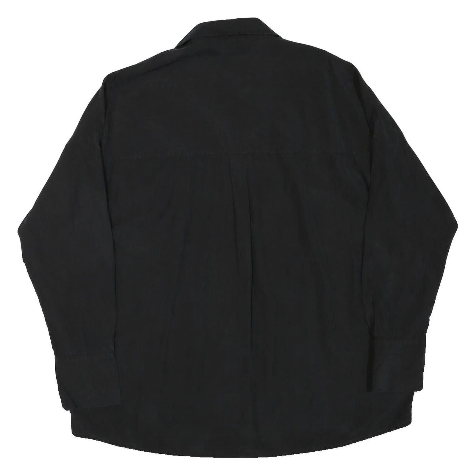 ZARA Womens Black Basic Shirt Long Sleeve Collared Plain M Cotton Blend