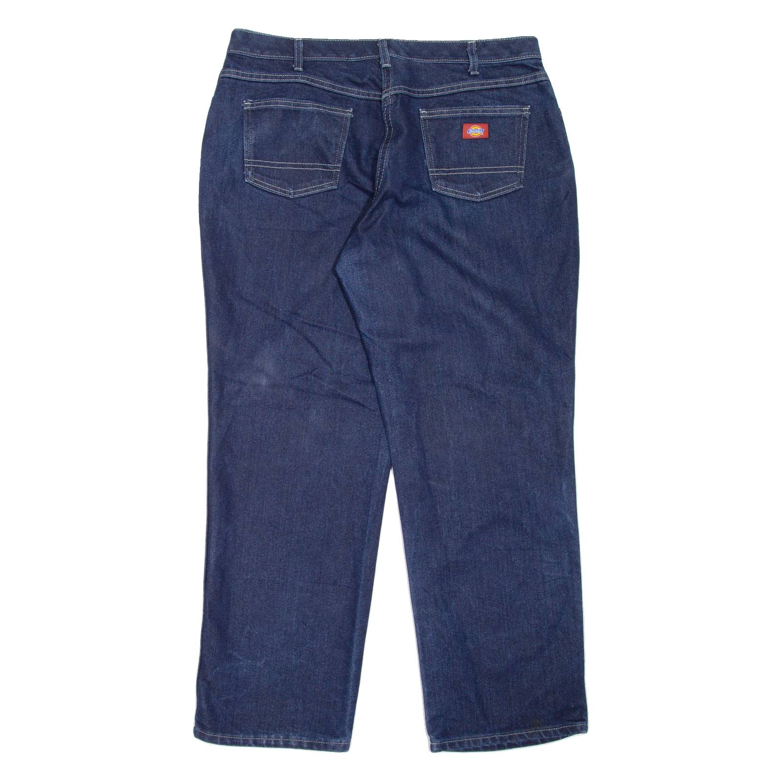 DICKIES Workwear Womens Jeans Blue Relaxed Straight W36 L31
