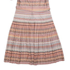 Womens Beige Pink Stripe Day Dress Polyester Blend Short Sleeve Knee Length UK L