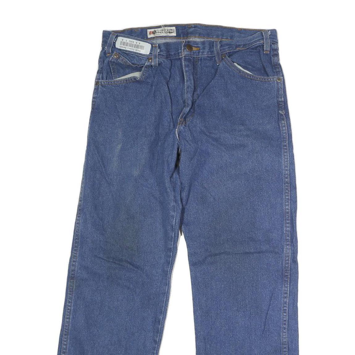 DICKIES Mens Blue Regular Fit Straight Denim Jeans W32 L28 Button Cotton Blend