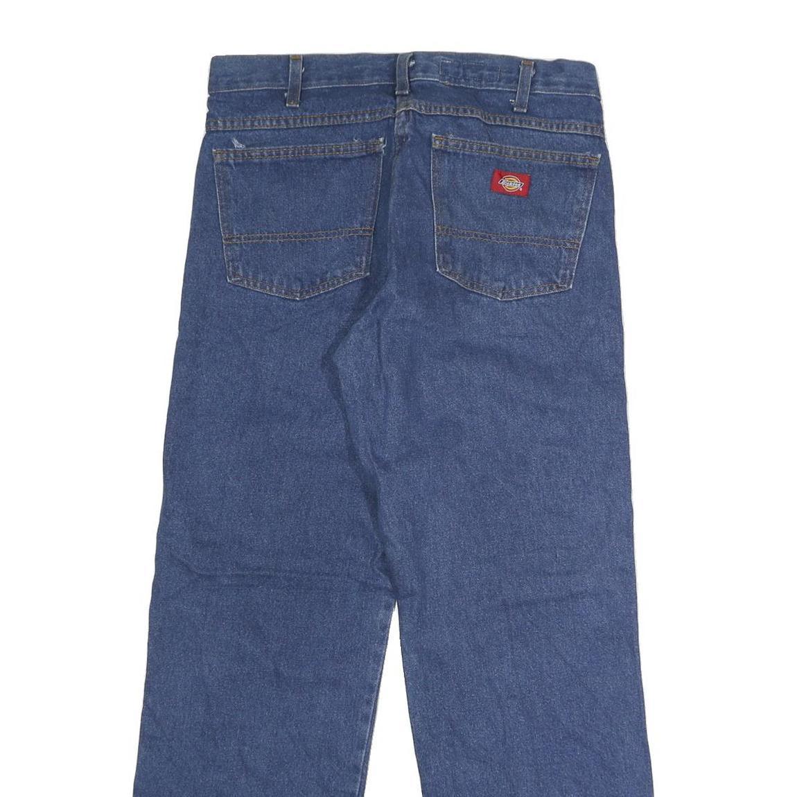 DICKIES Mens Blue Regular Fit Straight Denim Jeans W32 L28 Button Cotton Blend