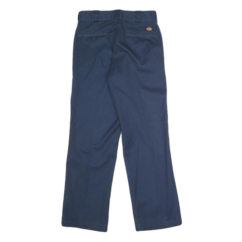 DICKIES Mens Polyester Blend Navy Classic Straight Trousers W30 L30 Workwear Zip