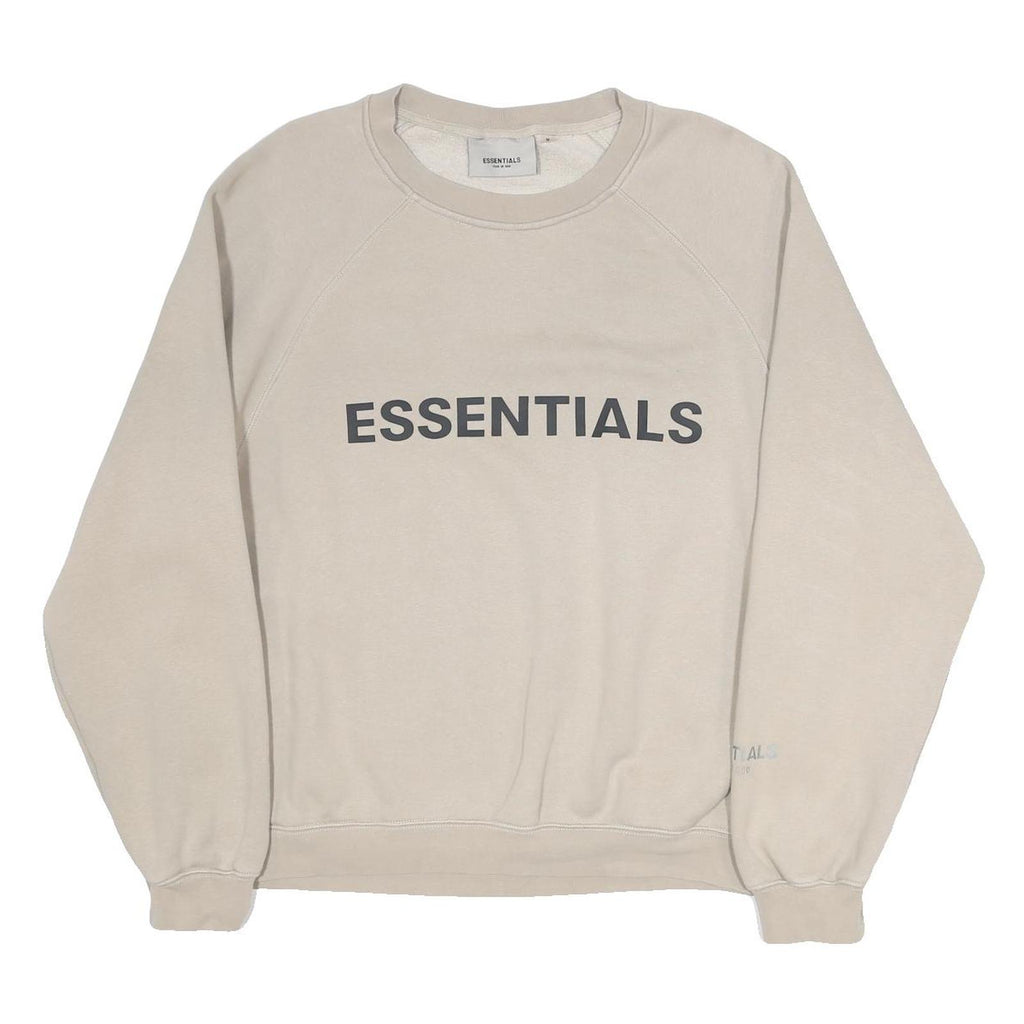 FEAR OF GOD ESSENTIALS Womens Beige Crew Neck M Logo Sweatshirt Pullover