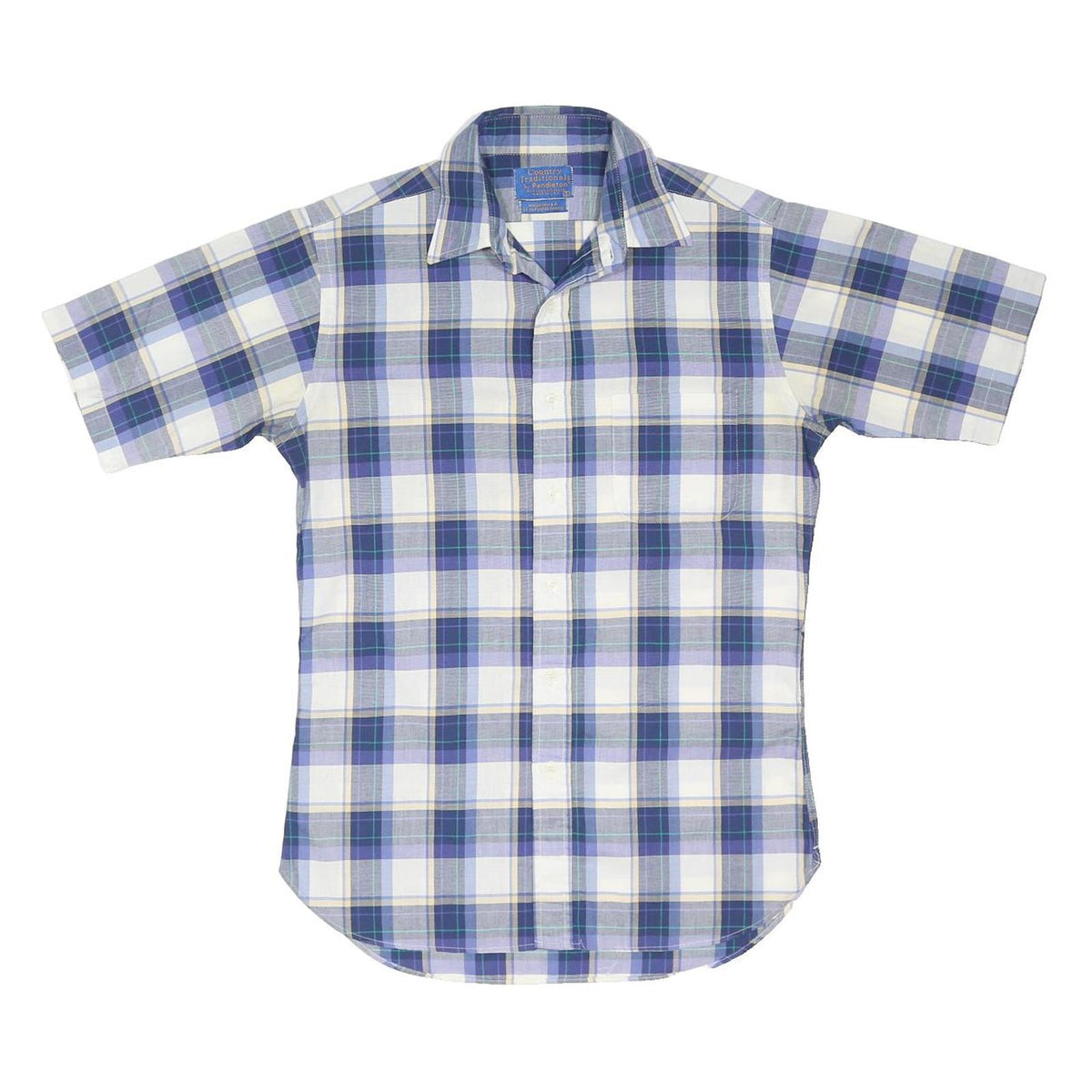 PENDLETON Mens Blue & White Check Shirt S Cotton Blend Casual Summer Short