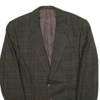 Mens Green Brown Check Wool Blend Classic Jacket M Woven Button Closure