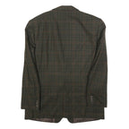 Mens Green Brown Check Wool Blend Classic Jacket M Woven Button Closure