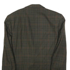 Mens Green Brown Check Wool Blend Classic Jacket M Woven Button Closure