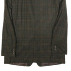 Mens Green Brown Check Wool Blend Classic Jacket M Woven Button Closure