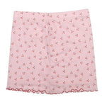 Womens Pink Cherry Print Mini Polyester Skirt L Cute Pattern Summer Casual