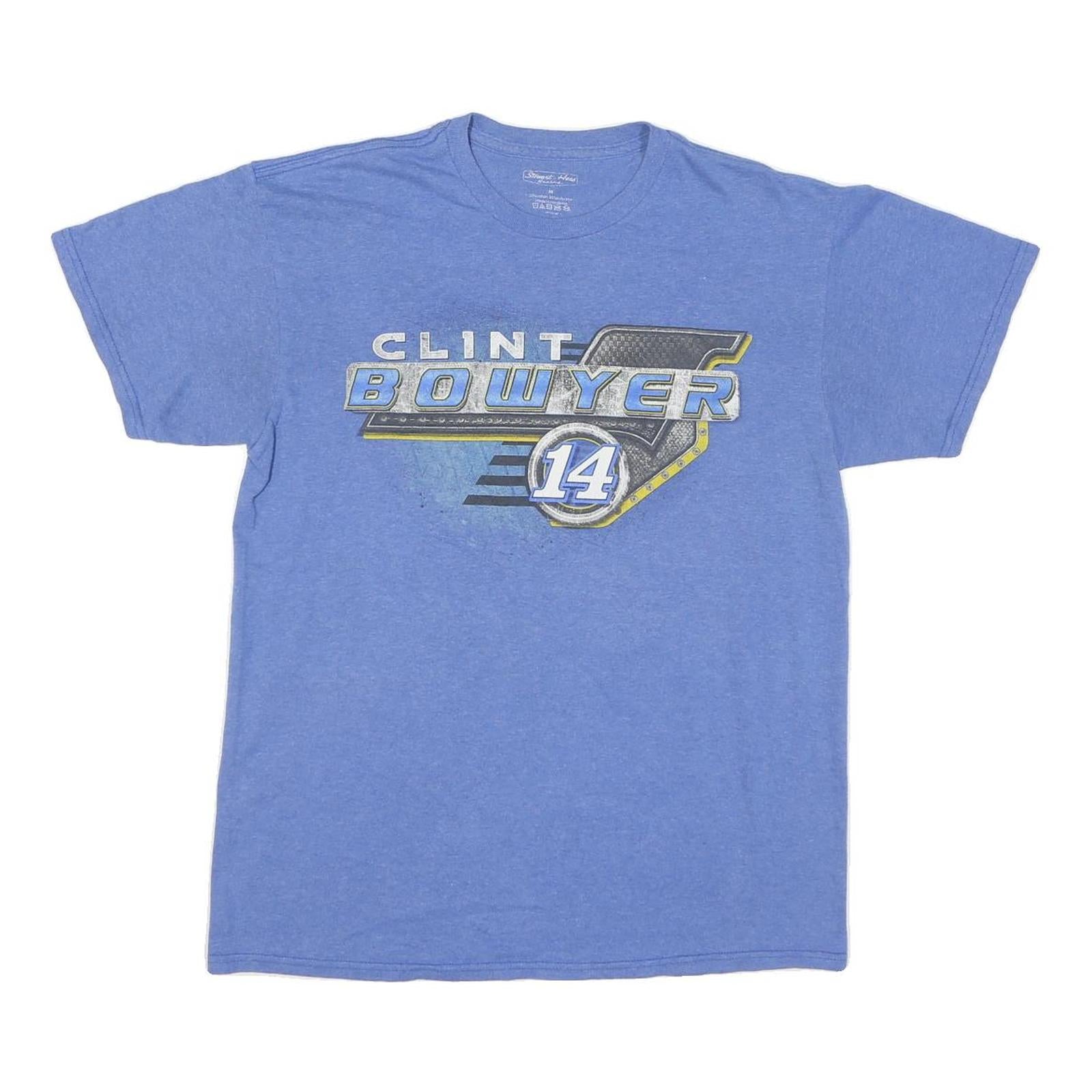 STEWART HASS Mens Blue Clint Bowyer Graphic T-Shirt M Short Sleeve Crew Neck