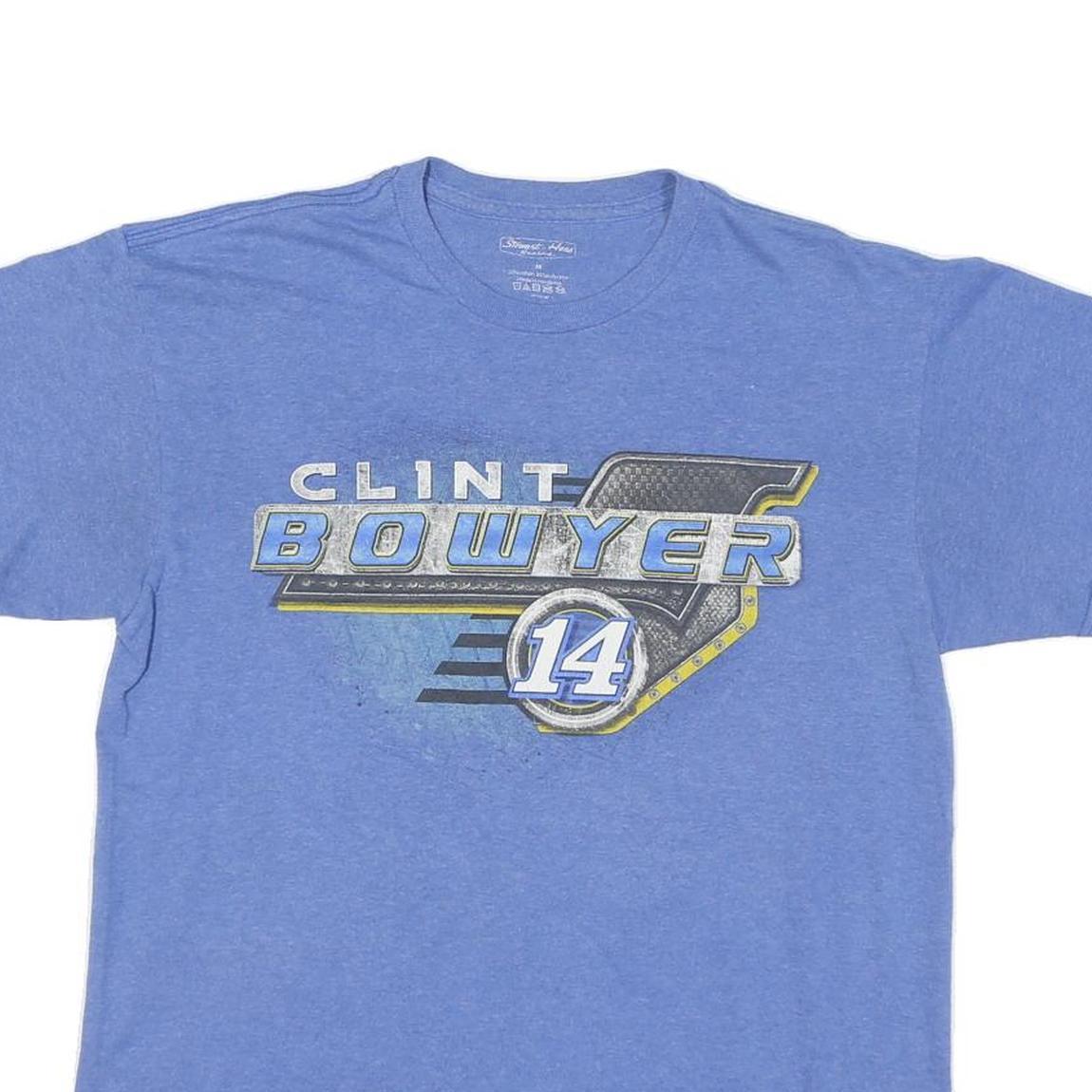STEWART HASS Mens Blue Clint Bowyer Graphic T-Shirt M Short Sleeve Crew Neck