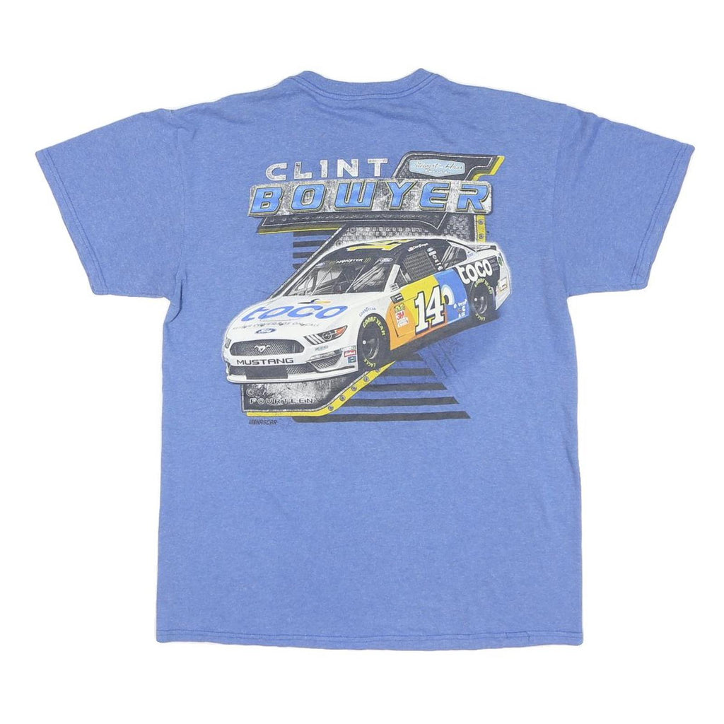 STEWART HASS Mens Blue Clint Bowyer Graphic T-Shirt M Short Sleeve Crew Neck