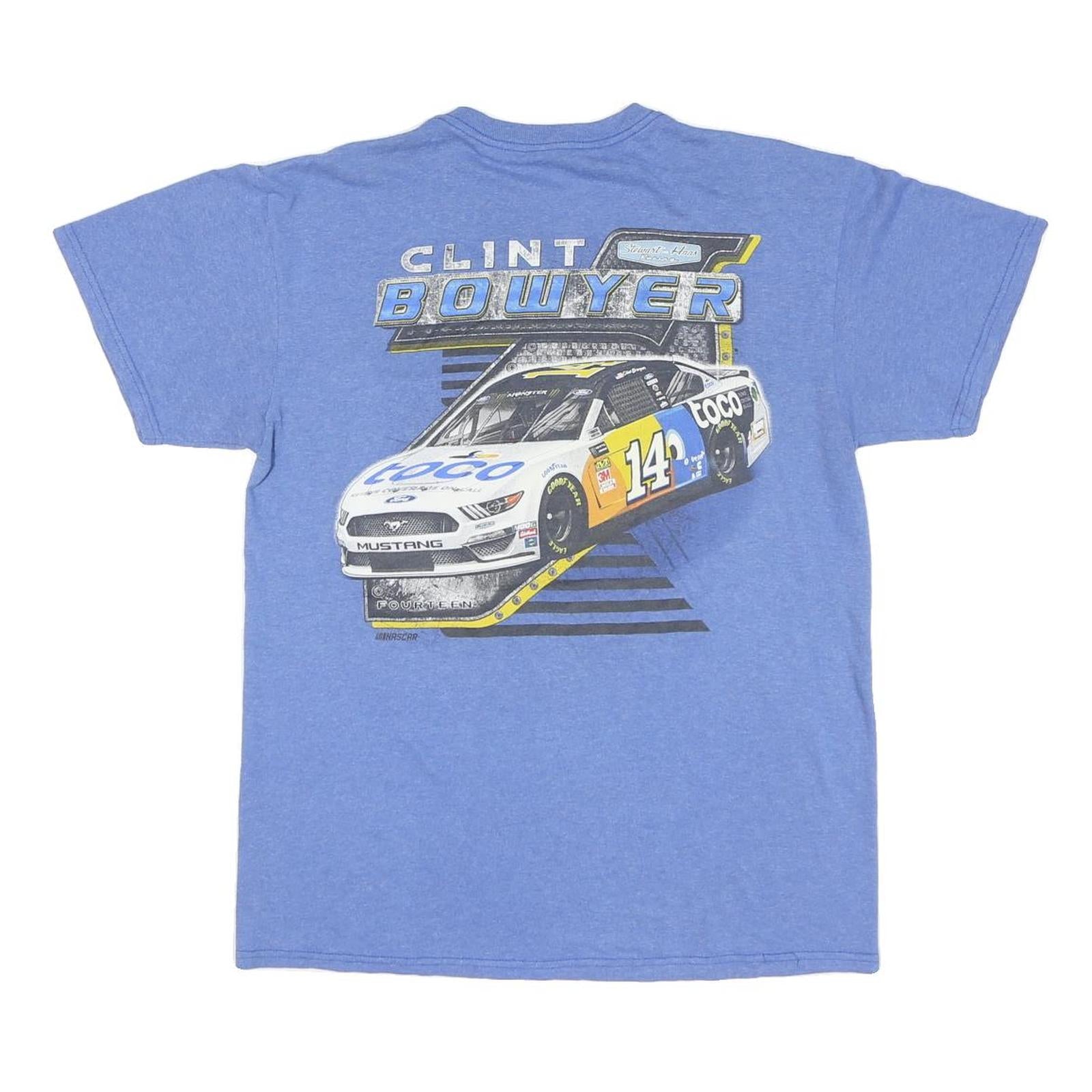 STEWART HASS Mens Blue Clint Bowyer Graphic T-Shirt M Short Sleeve Crew Neck