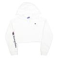 CHAMPION Womens White Crop Hoodie XS Champion Logo Sleeve Casual
