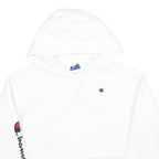 CHAMPION Womens White Crop Hoodie XS Champion Logo Sleeve Casual