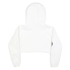 CHAMPION Womens White Crop Hoodie XS Champion Logo Sleeve Casual