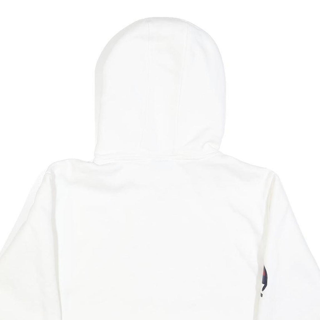 CHAMPION Womens White Crop Hoodie XS Champion Logo Sleeve Casual