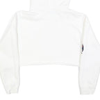 CHAMPION Womens White Crop Hoodie XS Champion Logo Sleeve Casual