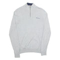 BEN SHERMAN Mens Jumper Grey 1/4 Zip Tight Knit S