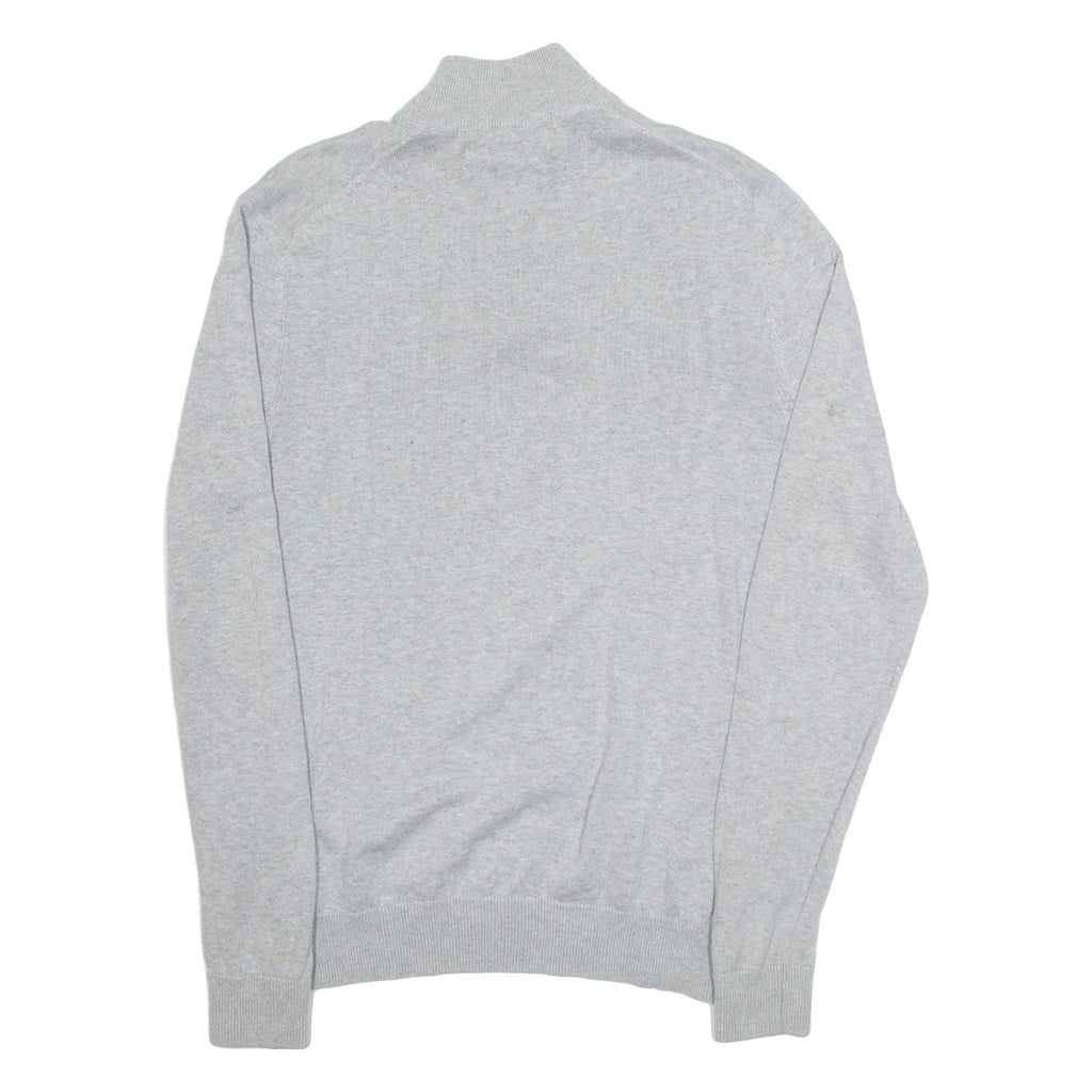 BEN SHERMAN Mens Jumper Grey 1/4 Zip Tight Knit S