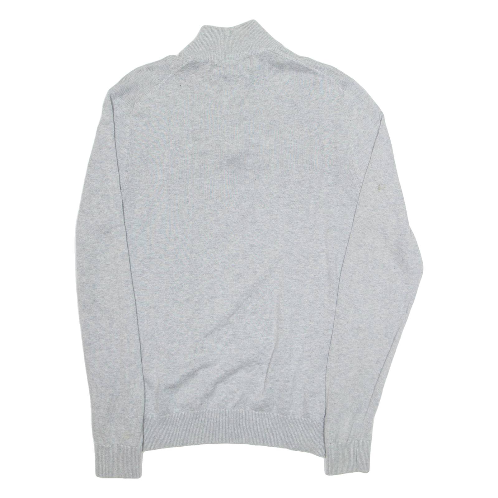 BEN SHERMAN Mens Jumper Grey 1/4 Zip Tight Knit S