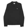 LACOSTE Mens Black Long Sleeve Plain Cotton Polo Shirt S Classic Fit