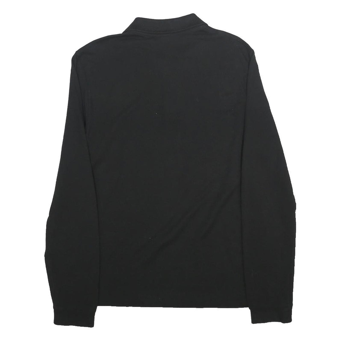 LACOSTE Mens Black Long Sleeve Plain Cotton Polo Shirt S Classic Fit