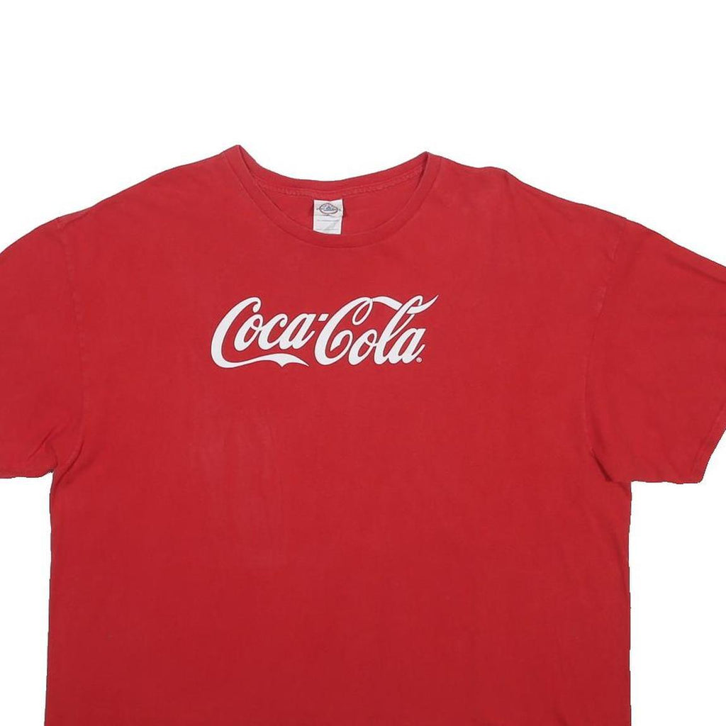 DELTA Mens Red Coca-Cola Graphic T-Shirt 2XL Short Sleeve Crew Neck Cotton Blend