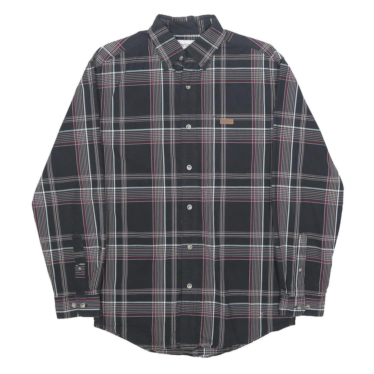 CARHARTT Mens Black & Maroon Check Shirt S Casual Cotton Button-Down Long Sleeve