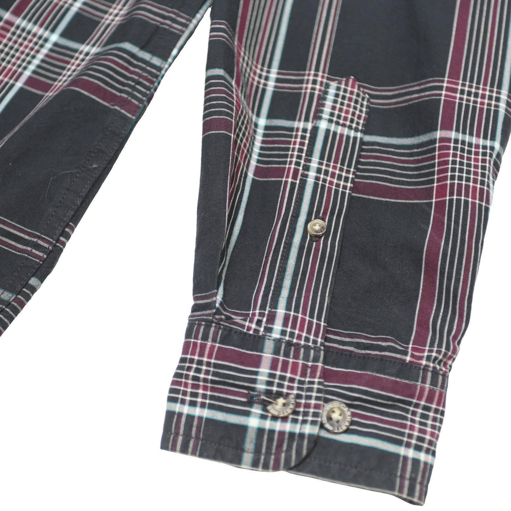 CARHARTT Mens Black & Maroon Check Shirt S Casual Cotton Button-Down Long Sleeve