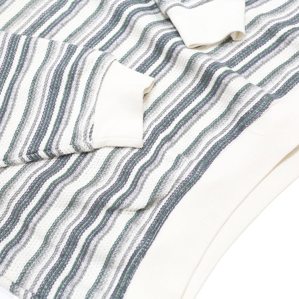 PICDOR Mens White & Grey Striped Long Sleeve Polo Shirt M Cotton Blend Casual
