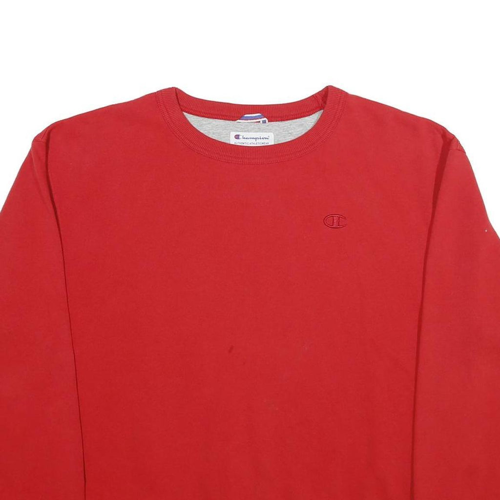 CHAMPION Mens Red Crew Neck L Cotton Blend Sweatshirt Pullover Casual