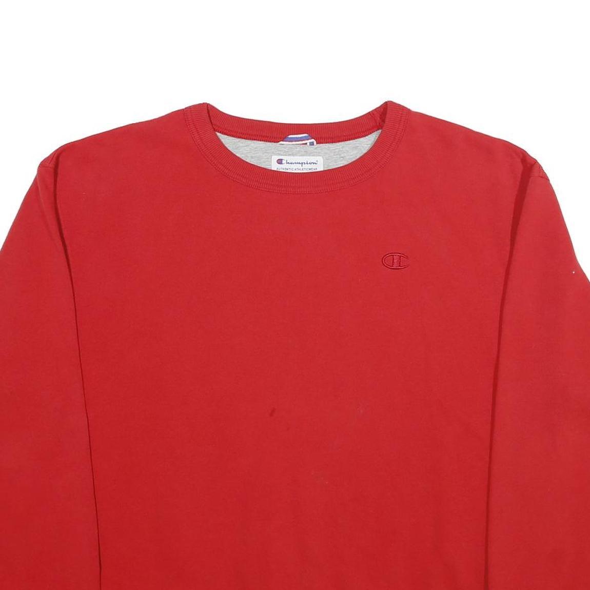 CHAMPION Mens Red Crew Neck L Cotton Blend Sweatshirt Pullover Casual