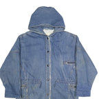 Womens Blue Denim Hooded Jacket XL Cotton Blend Button Denim Casual Outerwear