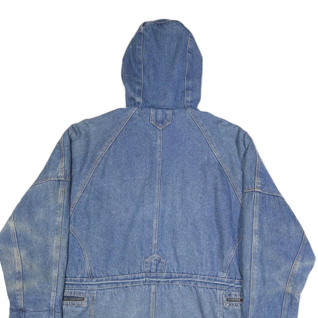 Womens Blue Denim Hooded Jacket XL Cotton Blend Button Denim Casual Outerwear