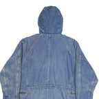 Womens Blue Denim Hooded Jacket XL Cotton Blend Button Denim Casual Outerwear