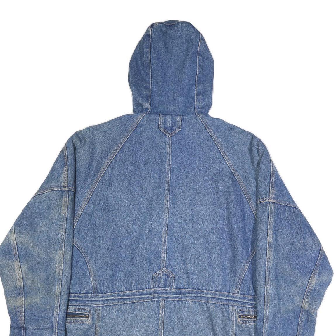 Womens Blue Denim Hooded Jacket XL Cotton Blend Button Denim Casual Outerwear