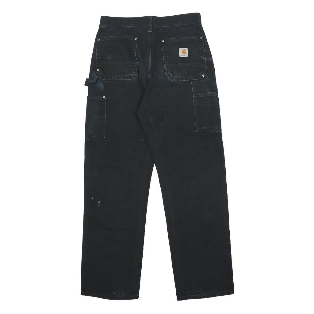 CARHARTT Mens Cotton Black Regular Straight Trousers W29 L30 Workwear Durable