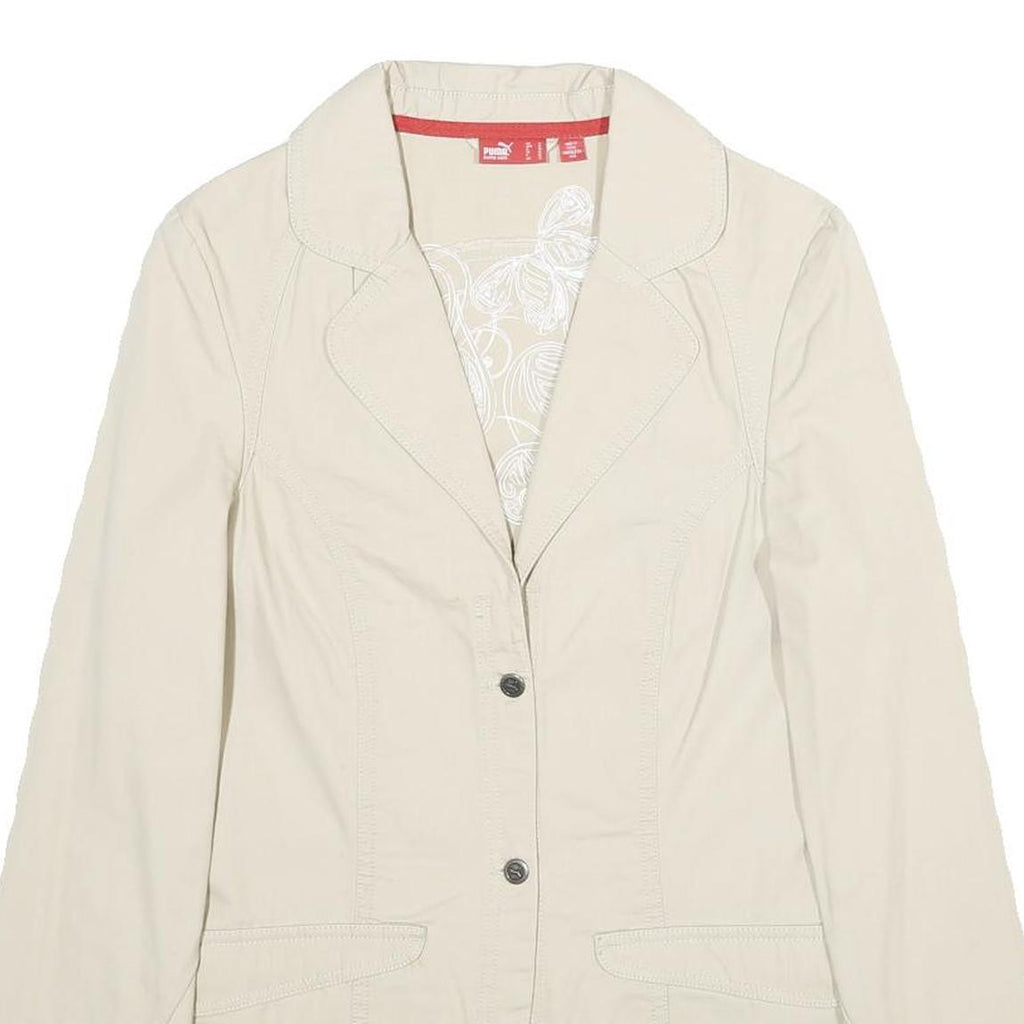 PUMA Womens Beige Cotton Classic Jacket UK 12 Button Closure Casual Lightweight
