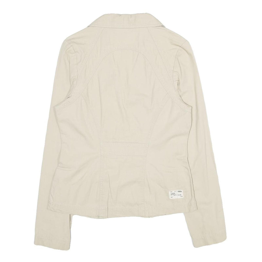 PUMA Womens Beige Cotton Classic Jacket UK 12 Button Closure Casual Lightweight