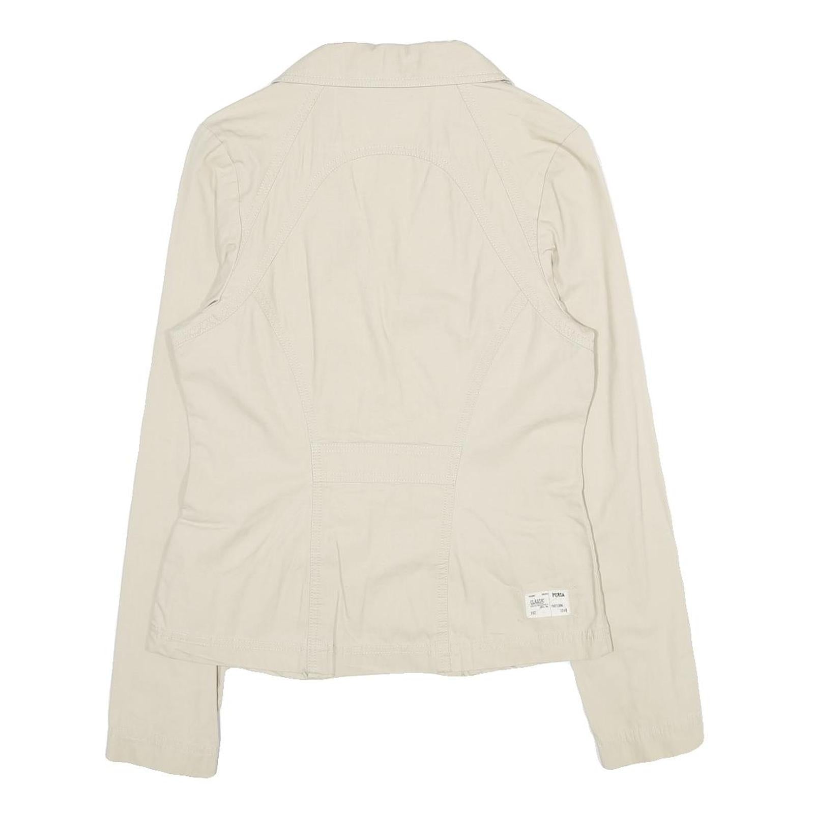 PUMA Womens Beige Cotton Classic Jacket UK 12 Button Closure Casual Lightweight