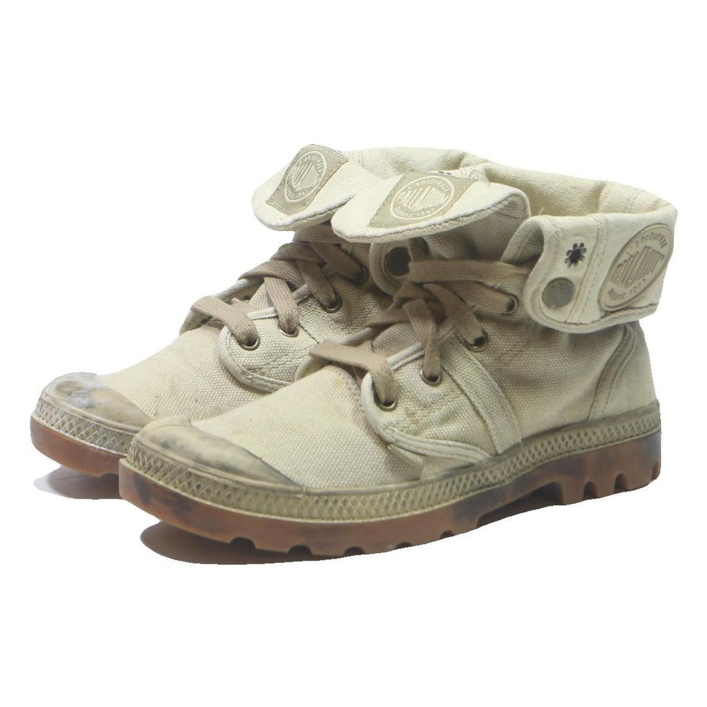 PALLADIUM Womens Baggy Canvas Ankle Boots Beige UK 4.5 Casual Outdoor