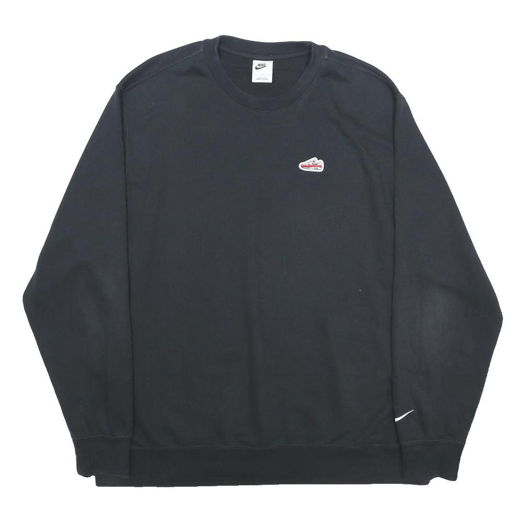 NIKE Mens Black XL Crew Neck Sweatshirt Cotton Blend Pullover Sportswear