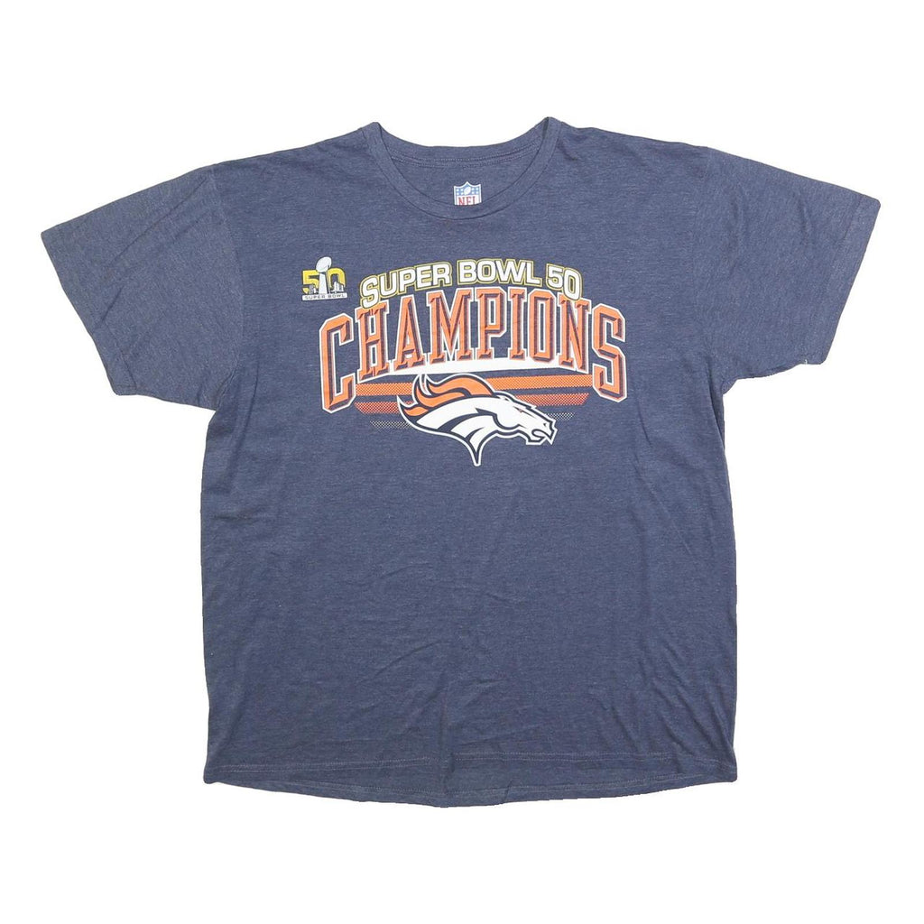 NFL Mens Blue Super Bowl 50 Champions Graphic T-Shirt L Crew Neck Short Sleeve
