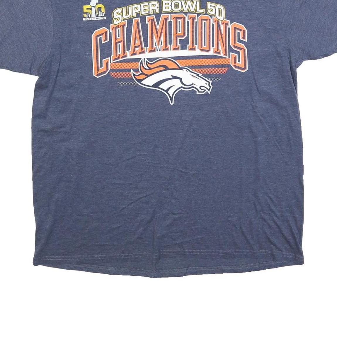 NFL Mens Blue Super Bowl 50 Champions Graphic T-Shirt L Crew Neck Short Sleeve