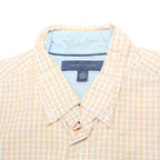 TOMMY HILFIGER Mens Yellow Check Shirt M Cotton Short Sleeve Casual