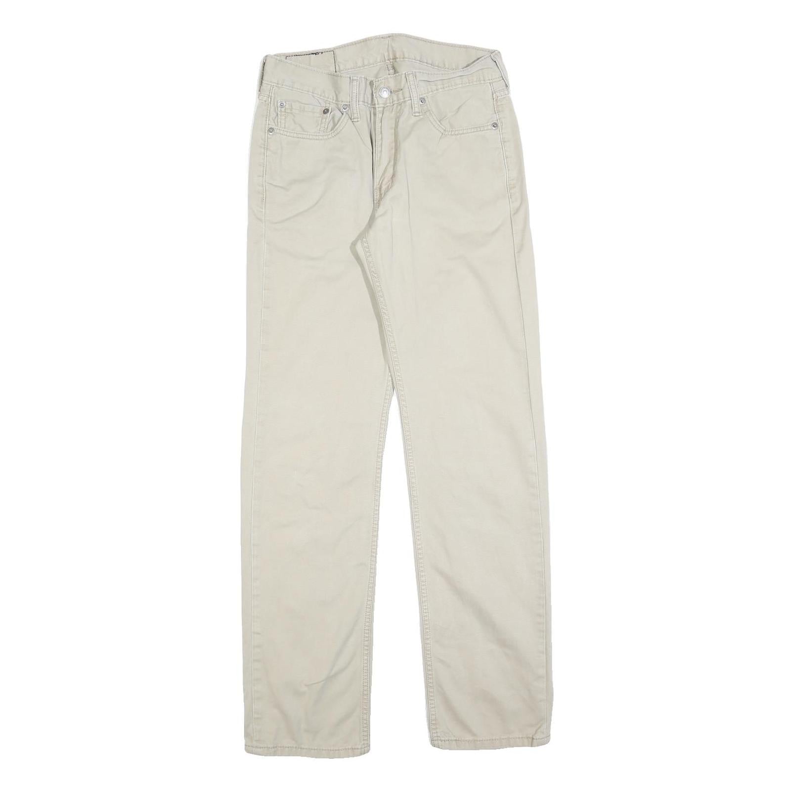 LEVI'S Mens Cotton Blend Beige Classic Straight Trousers W29 L32 Zip Closure