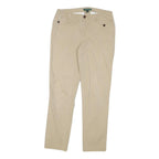 LAUREN RALPH LAUREN Womens Slim Beige Cotton Blend Trousers W28 L28 Zip Casual