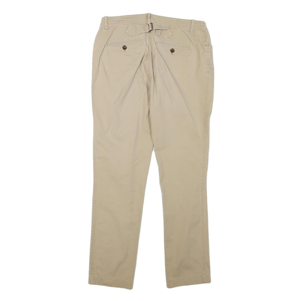 LAUREN RALPH LAUREN Womens Slim Beige Cotton Blend Trousers W28 L28 Zip Casual