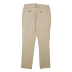 LAUREN RALPH LAUREN Womens Slim Beige Cotton Blend Trousers W28 L28 Zip Casual